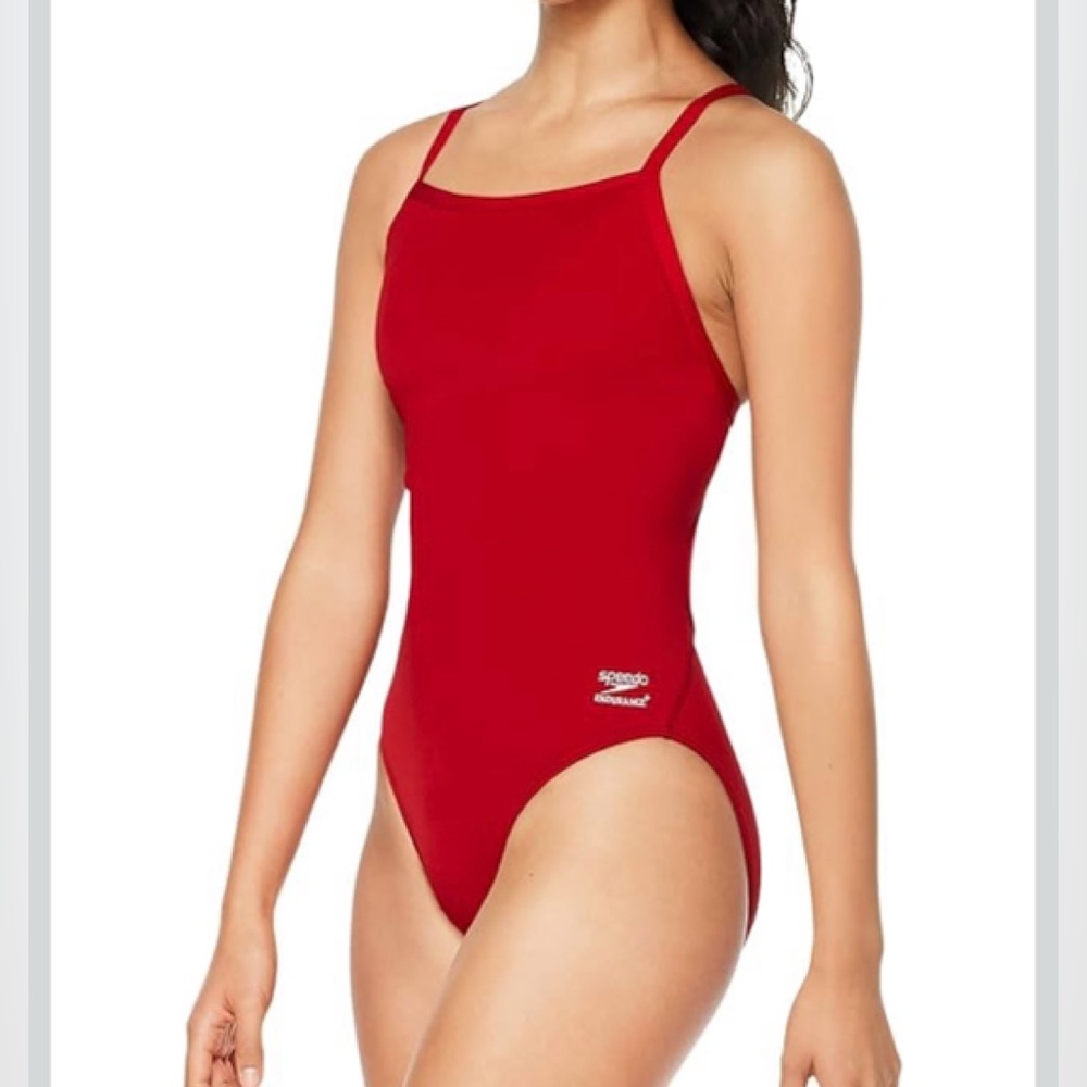 Speedo Women's Swimsuit One Piece Flyback Solid Team Colors Dark Red 14/40